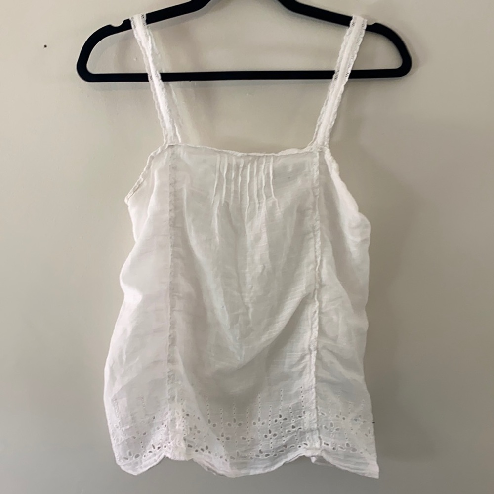 Sheer white eyelet and lace camisole
